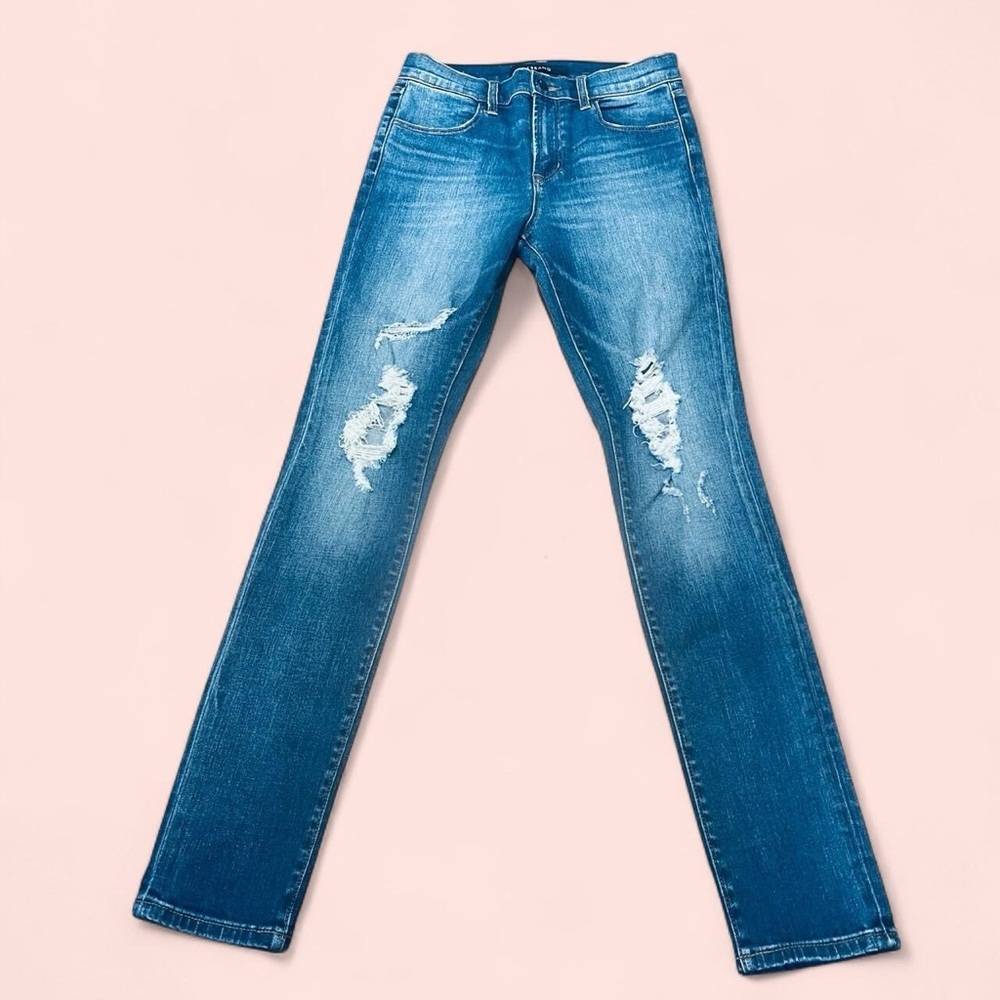 J Brand Blue Skinny Distressed Jeans 27